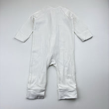 Load image into Gallery viewer, Unisex Target, white stretch organic cotton pointelle zip romper, EUC, size 00,  
