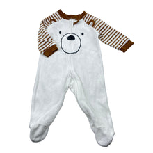 Load image into Gallery viewer, Unisex Anko, white velour zip coverall, embroidered, EUC, size 000,  