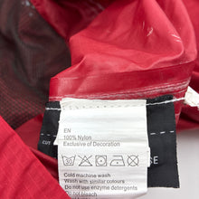 Load image into Gallery viewer, Unisex Kathmandu, red zip hooded pack&amp;GO rain jacket, EUC, size 7-8,  
