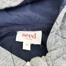 Load image into Gallery viewer, Boys Seed, grey cotton zip hooded quilted jacket, mark on sleeve, FUC, size 4,  