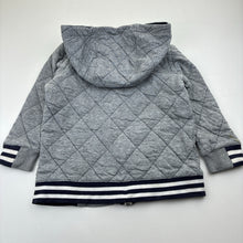 Load image into Gallery viewer, Boys Seed, grey cotton zip hooded quilted jacket, mark on sleeve, FUC, size 4,  