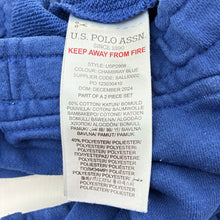 Load image into Gallery viewer, Boys US Polo Assn, blue cotton blend  track pants, elasticated, FUC, size 0-1,  