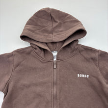 Load image into Gallery viewer, Unisex Bonds, brown cotton blend zip fleece lined hoodie, GUC, size 1,  