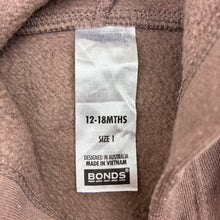 Load image into Gallery viewer, Unisex Bonds, brown cotton blend zip fleece lined hoodie, GUC, size 1,  