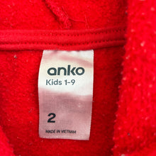 Load image into Gallery viewer, Boys Anko, red cotton blend fleece lined hoodie, GUC, size 2,  