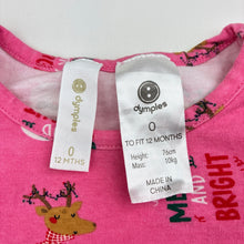Load image into Gallery viewer, Girls Dymples, stretch cotton bodysuit, Christmas, FUC, size 0,  