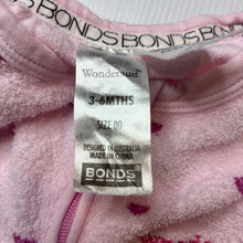 Load image into Gallery viewer, Girls Bonds, pink cotton blend terry zip wondersuit / romper, GUC, size 00,  