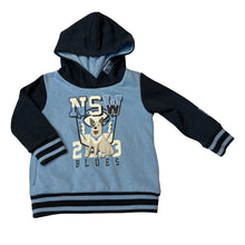 Load image into Gallery viewer, Boys State of Origin, NSW Blues striped fleece lined hoodie, pilling, FUC, size 2,  