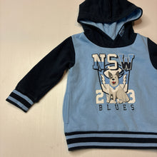 Load image into Gallery viewer, Boys State of Origin, NSW Blues striped fleece lined hoodie, pilling, FUC, size 2,  