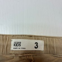 Load image into Gallery viewer, Boys Cotton On, tan stretch cotton shorts, elasticated, GUC, size 3,  