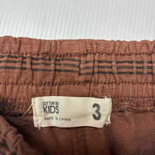 Load image into Gallery viewer, Boys Cotton On, brown cotton blend shorts, elasticated, GUC, size 3,  