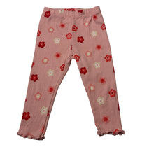 Load image into Gallery viewer, Girls Sprout, pink floral cotton lettuce edge leggings, GUC, size 0,  