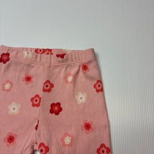 Load image into Gallery viewer, Girls Sprout, pink floral cotton lettuce edge leggings, GUC, size 0,  