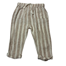 Load image into Gallery viewer, Unisex Baby Berry, striped linen / cotton pants, elasticated , GUC, size 1,  