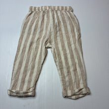 Load image into Gallery viewer, Unisex Baby Berry, striped linen / cotton pants, elasticated , GUC, size 1,  