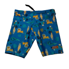 Load image into Gallery viewer, Boys ZOGGS, blue swim shorts, elasticated, *marks back left*, FUC, size 4,  