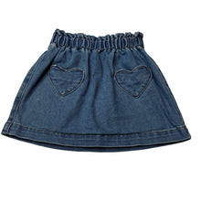 Load image into Gallery viewer, Girls Seed, denim skirt, elasticated, heart pockets, GUC, size 8,  