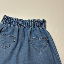 Load image into Gallery viewer, Girls Seed, denim skirt, elasticated, heart pockets, GUC, size 8,  