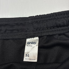Load image into Gallery viewer, Unisex Anko, black sports / activewear shorts, elasticated, EUC, size 14,  