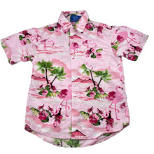 Load image into Gallery viewer, Unisex LOWES, lightweight Hawaiian style shirt, flamingos, EUC, size 6,  