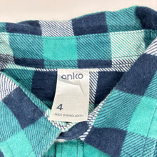 Load image into Gallery viewer, Boys Anko, checked flannel cotton long sleeve shirt, EUC, size 4,  