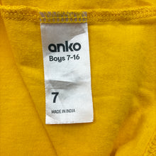 Load image into Gallery viewer, Boys Anko, yellow cotton tee/top, GUC, size 7,  