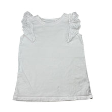 Load image into Gallery viewer, Girls Anko, white cotton top, broderie sleeves, FUC, size 6,  