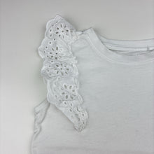 Load image into Gallery viewer, Girls Anko, white cotton top, broderie sleeves, FUC, size 6,  