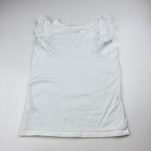 Load image into Gallery viewer, Girls Anko, white cotton top, broderie sleeves, FUC, size 6,  