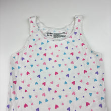 Load image into Gallery viewer, Girls Anko, white stretch cotton singlet, hearts, GUC, size 8-10,  