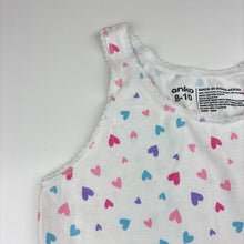 Load image into Gallery viewer, Girls Anko, white stretch cotton singlet, hearts, GUC, size 8-10,  