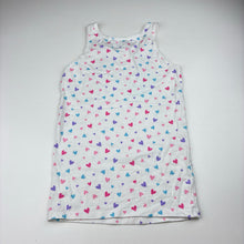 Load image into Gallery viewer, Girls Anko, white stretch cotton singlet, hearts, GUC, size 8-10,  