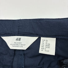 Load image into Gallery viewer, Boys H&amp;M, navy cotton chino pants, adjustable, GUC, size 2,  