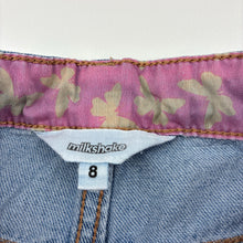 Load image into Gallery viewer, Girls Milkshake, blue denim jeans, elasticated, embroidered, GUC, size 8,  