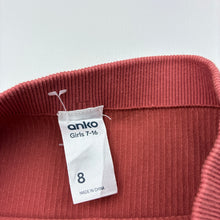 Load image into Gallery viewer, Girls Anko, red cotton blend ribbed leggings, elasticated, GUC, size 8,  