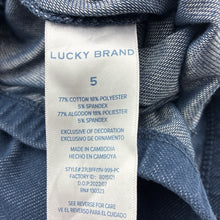 Load image into Gallery viewer, Girls LUCKY BRAND, navy stretch denim leggings, elasticated, GUC, size 5,  