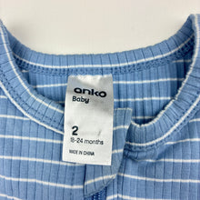 Load image into Gallery viewer, Unisex Anko, blue ribbed stretch cotton zip coverall, GUC, size 2,  