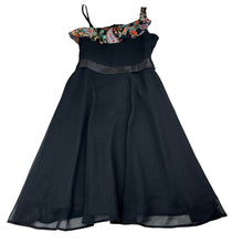 Load image into Gallery viewer, Girls Friends, black formal / party dress, paisley trim, GUC, size 10, L: 84cm