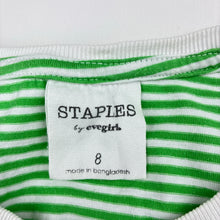 Load image into Gallery viewer, Girls STAPLES by Evergirl, green striped cotton dress, GUC, size 8, L: 60cm