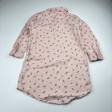 Load image into Gallery viewer, Girls H&amp;M, pink cotton floral long sleeve shirt dress, GUC, size 4, L: 53cm