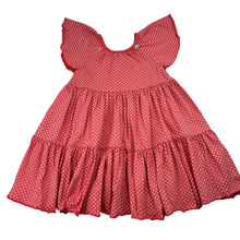 Load image into Gallery viewer, Girls Eeni Meeni Miini Moh, red stretch cotton floral dress, GUC, size 1, L: 44cm