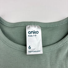 Load image into Gallery viewer, Girls Anko, green stretch cotton ribbed long sleeve dress, GUC, size 6, L: 56cm