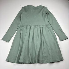 Load image into Gallery viewer, Girls Anko, green stretch cotton ribbed long sleeve dress, GUC, size 6, L: 56cm