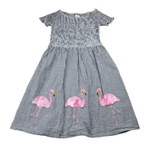 Load image into Gallery viewer, Girls Target, cotton dress, embroidered, flamingos, FUC, size 7, L: 61cm