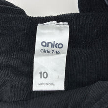 Load image into Gallery viewer, Girls Anko, black stretch cotton corduroy pinafore/overall dress, EUC, size 10, L: 67cm