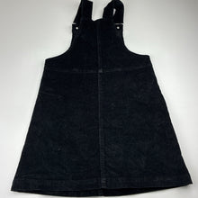 Load image into Gallery viewer, Girls Anko, black stretch cotton corduroy pinafore/overall dress, EUC, size 10, L: 67cm