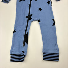 Load image into Gallery viewer, Unisex CACHIA, blue stretch cotton ribbed zip romper, GUC, size 1,  