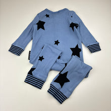 Load image into Gallery viewer, Unisex CACHIA, blue stretch cotton ribbed zip romper, GUC, size 1,  