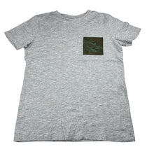 Load image into Gallery viewer, Boys Target, grey marle cotton blend camo print pocket t-shirt, FUC, size 10,  