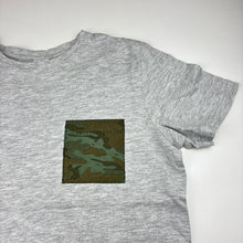 Load image into Gallery viewer, Boys Target, grey marle cotton blend camo print pocket t-shirt, FUC, size 10,  